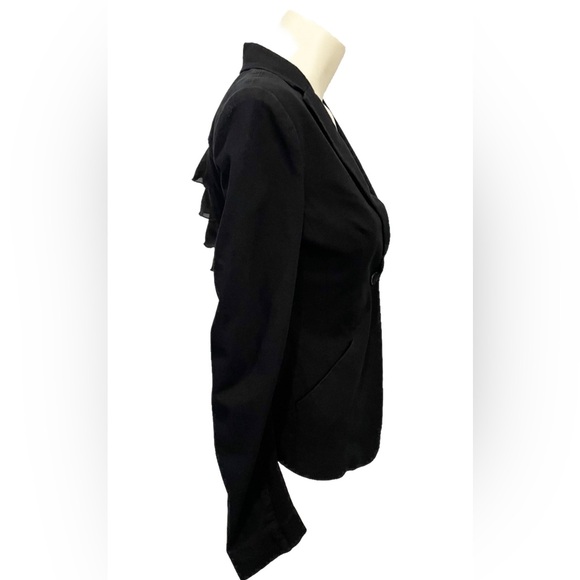 BCBGMAXAZRIA ADOREE Ruffleback Blazer Jacket Women’s XS Black Shoulder Pad Suit - Picture 4 of 7